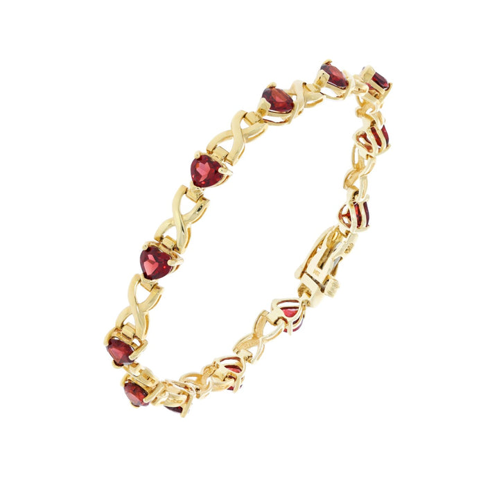 Garnet Heart Bracelet 14K Yellow Gold 7.20 CTW