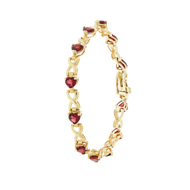Garnet Heart Bracelet 14K Yellow Gold 7.20 CTW