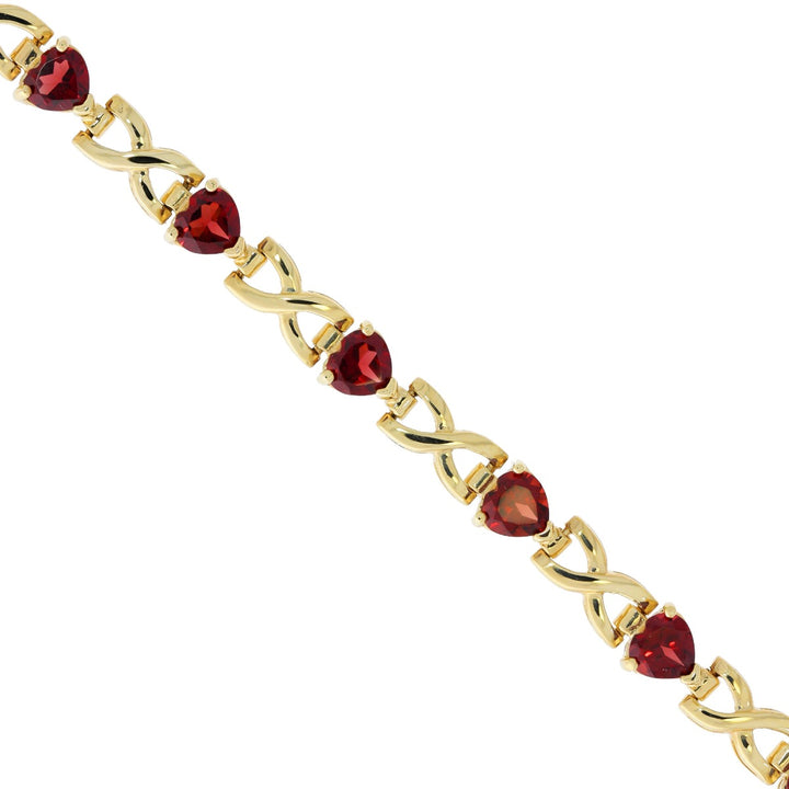 Garnet Heart Bracelet 14K Yellow Gold 7.20 CTW