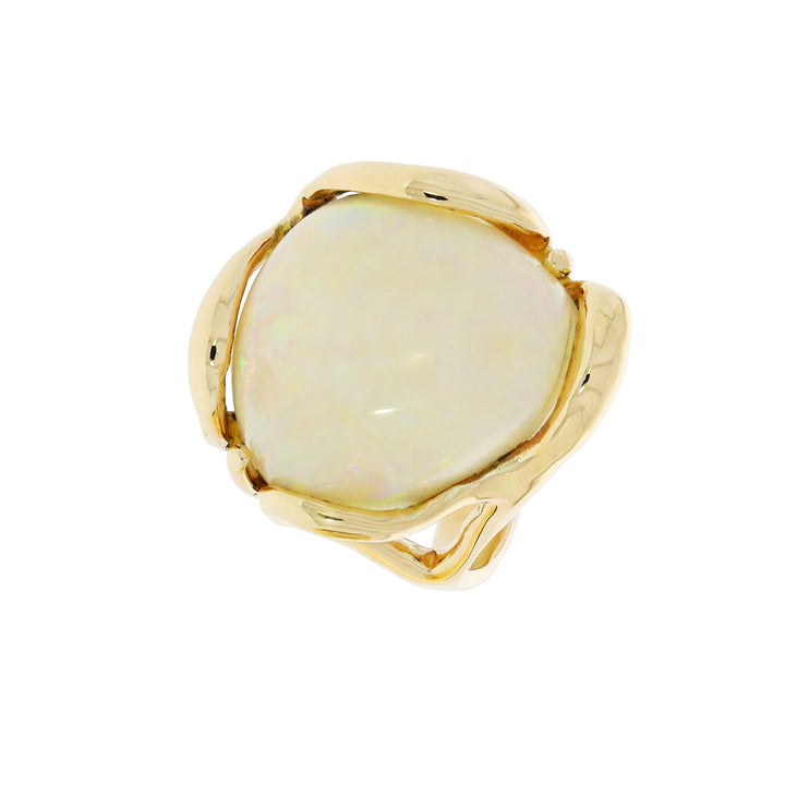White Opal 14K Yellow Gold Ring 11CT