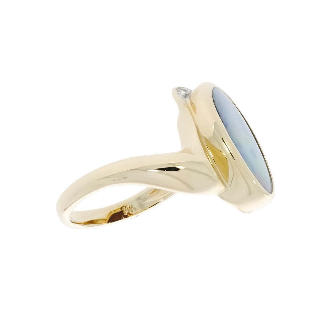 Opal Diamond Ring 14K Yellow Gold .06 CTW