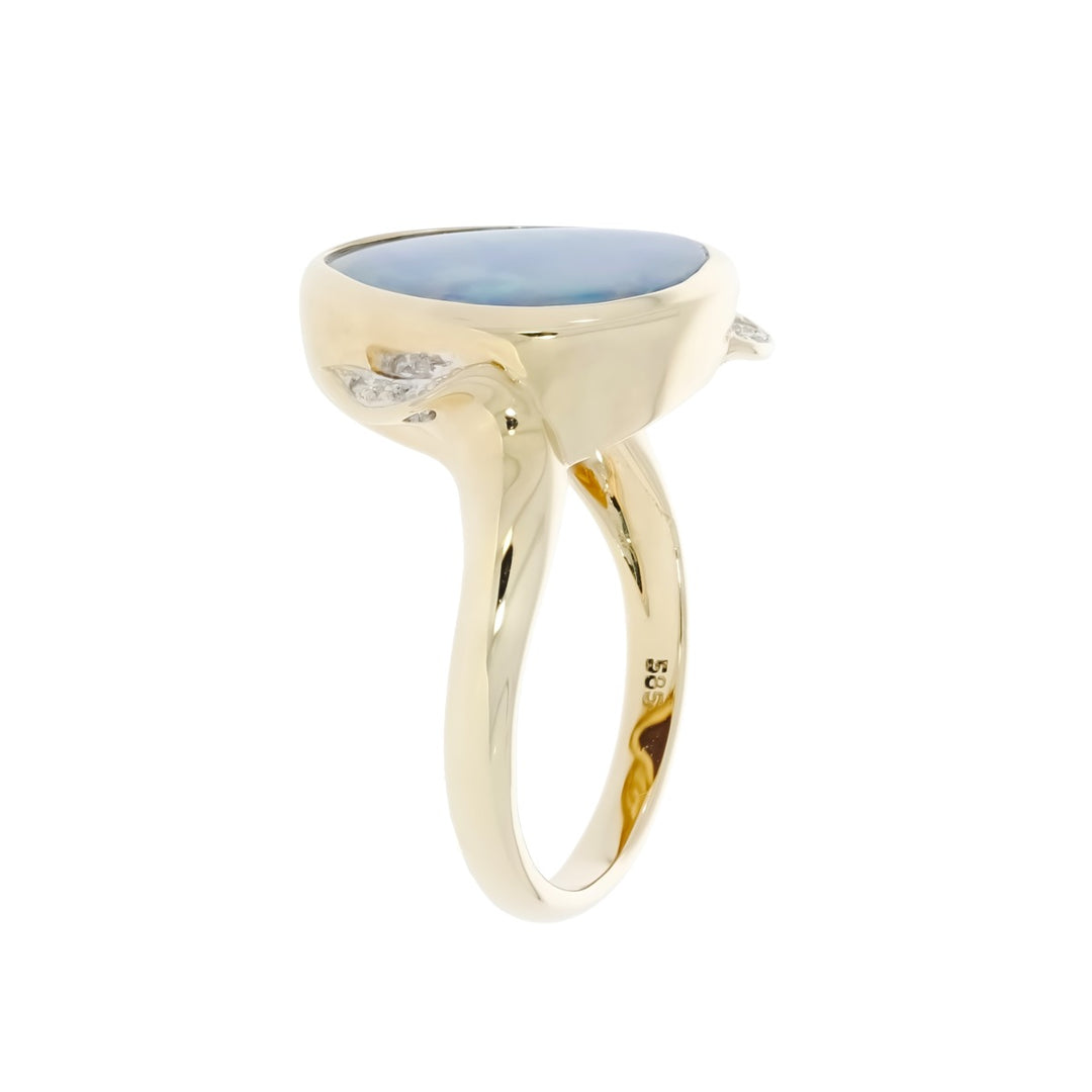 Opal Diamond Ring 14K Yellow Gold .06 CTW