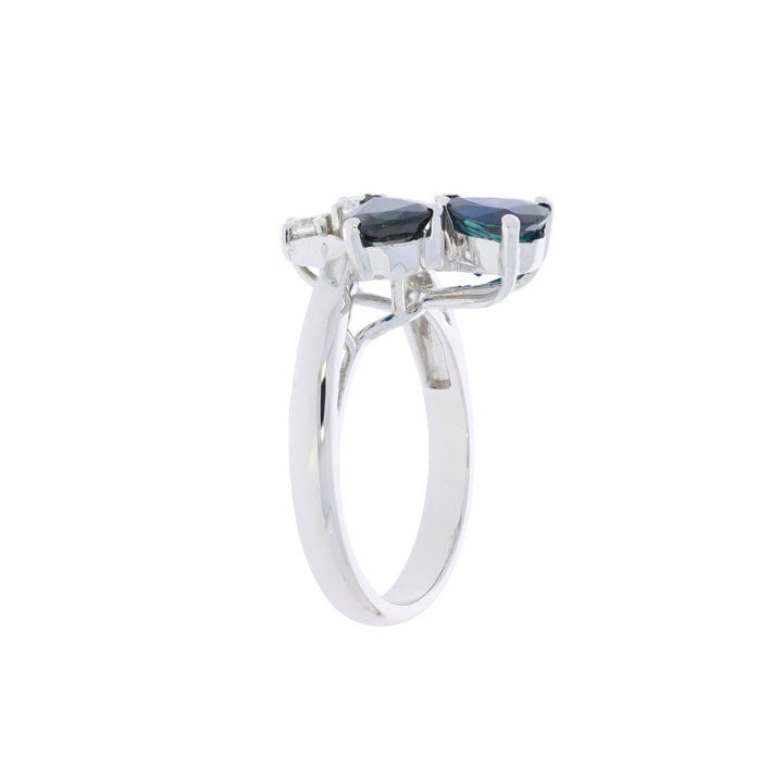 Sapphire Diamond Nature Inspired Ring 18K White Gold 2.91 CTW