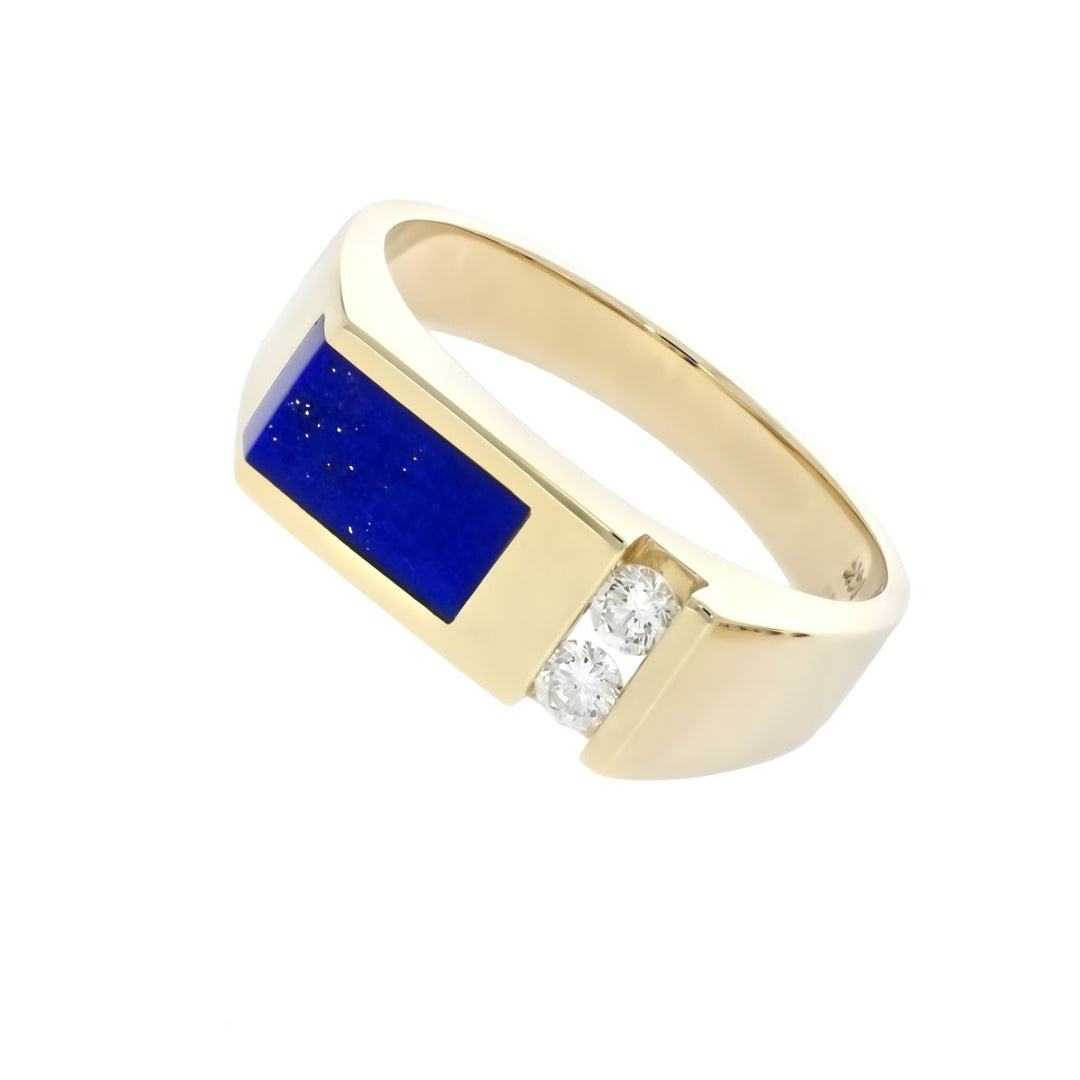 Diamond Lapis Ring 14K Yellow Gold .20 CTW