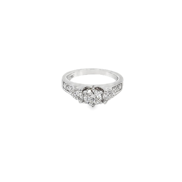 Three-Stone Diamond Engagement Ring 14K White Gold .58CT