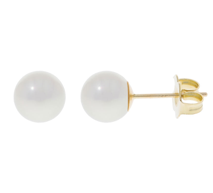 Freshwater Pearl Stud 14K Yellow Gold 8MM