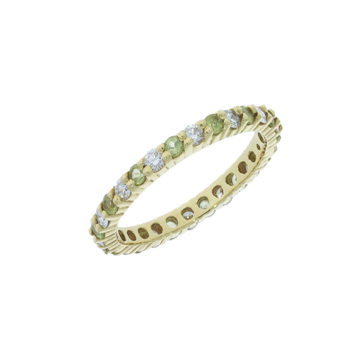 Peridot Diamond Eternity Band 18K Yellow Gold