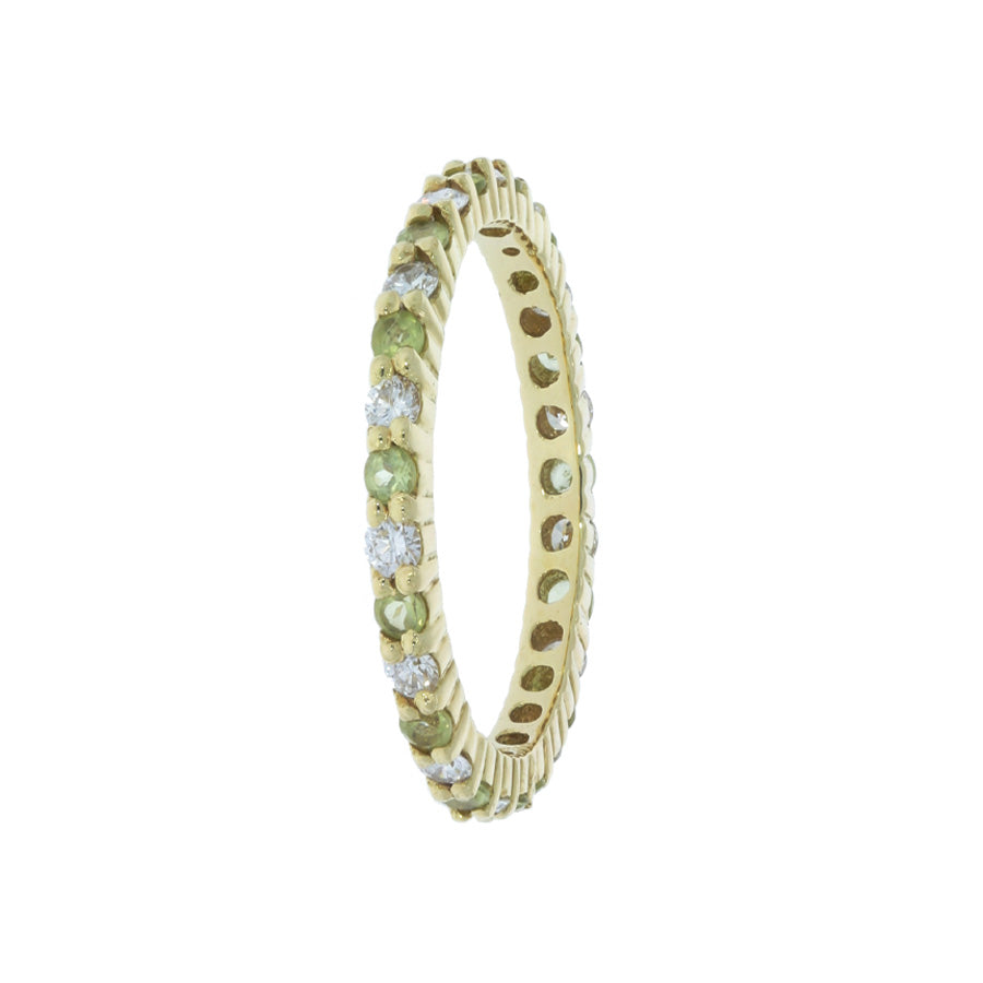 Peridot Diamond Eternity Band 18K Yellow Gold