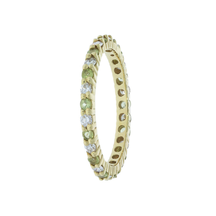 Peridot Diamond Eternity Band 18K Yellow Gold
