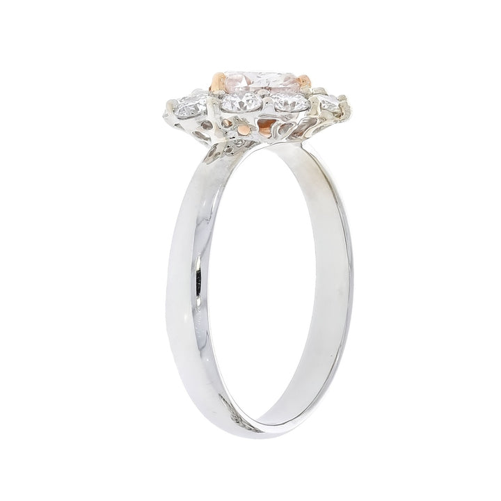Pink Heart Diamond Halo Ring 18K White Gold 1.01 CT