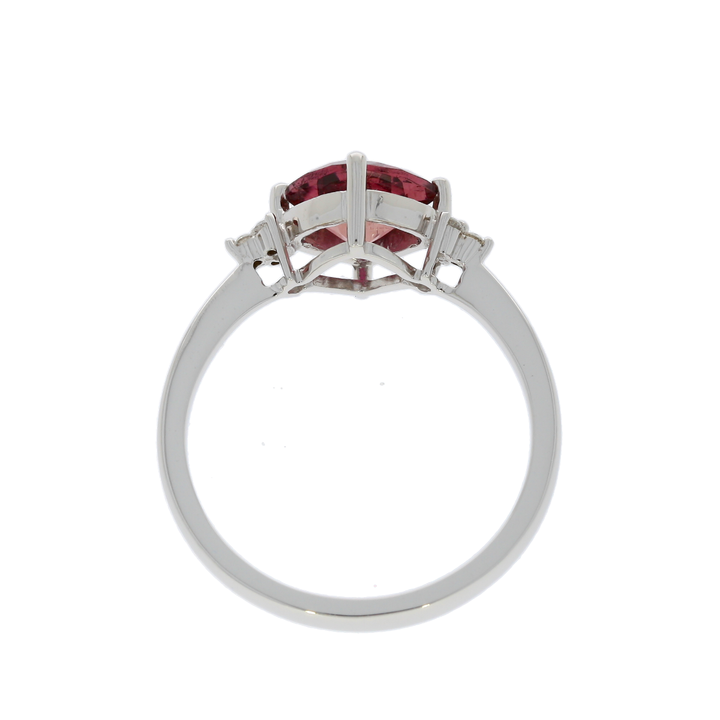 Pink Tourmaline Diamond Ring 14K White Gold 1.65 CT