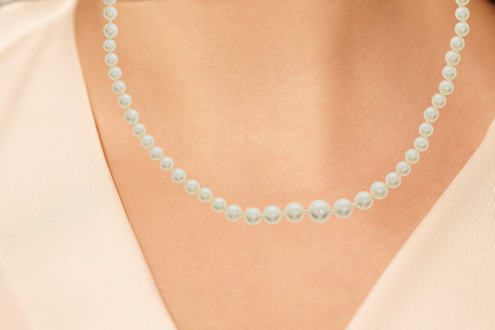 Pearl Diamond Platinum Strand Necklace 0.40CTW