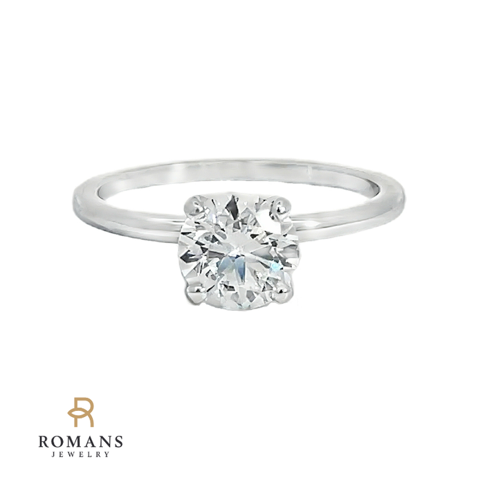 Round Solitaire Engagement Ring 14K White Gold 1.01CT