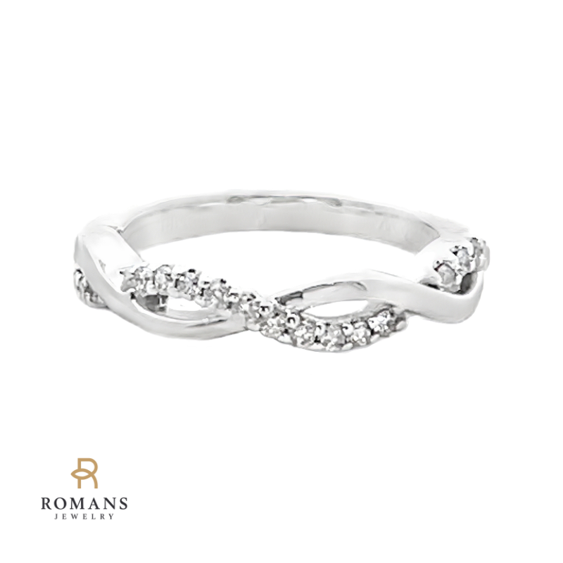 Diamond Swirl Wedding Band 14K White Gold .15CTW