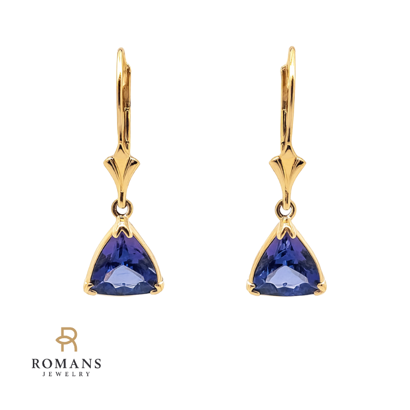 Tanzanite Dangle Earrings 14K Yellow Gold 1.50CTW