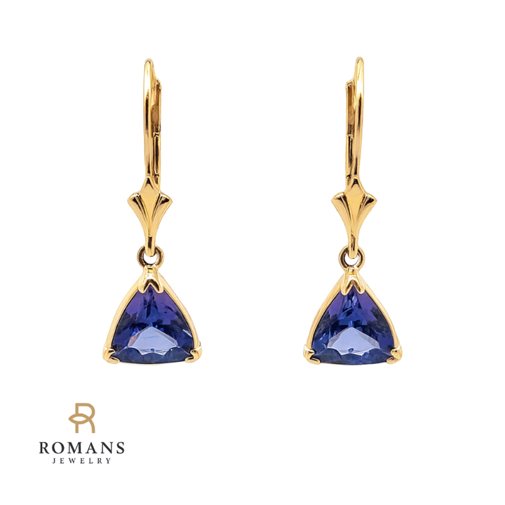 Tanzanite Dangle Earrings 14K Yellow Gold 1.50CTW