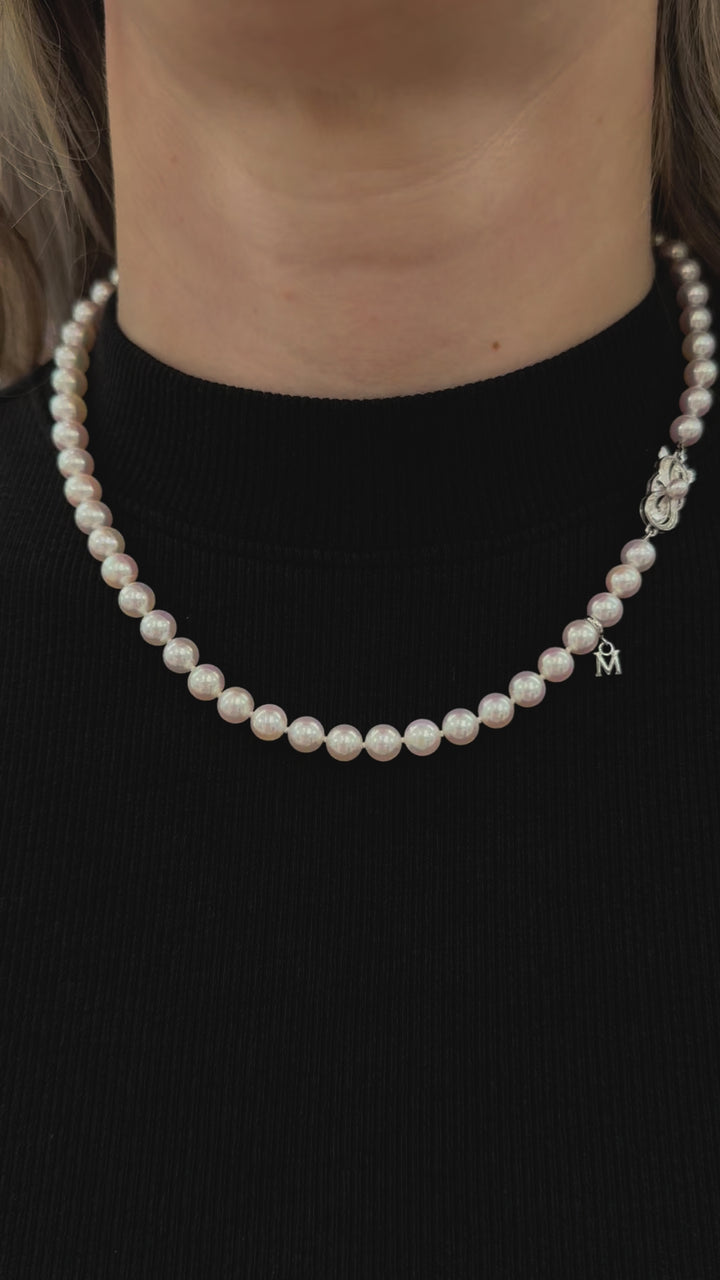 Mikimoto 6.5mm Pearl Necklace 18K White Gold