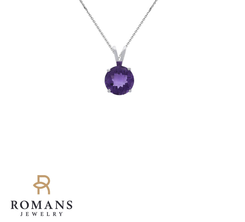 Amethyst Pendant 14K White Gold .61CT
