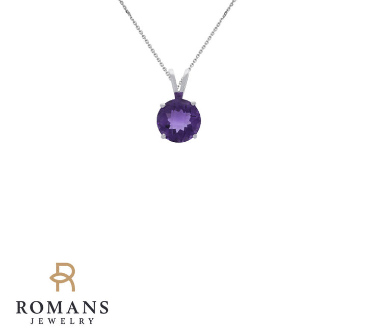 Amethyst Pendant 14K White Gold .61CT