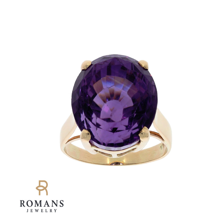Amethyst Ring 14K Yellow Gold 11.64CT