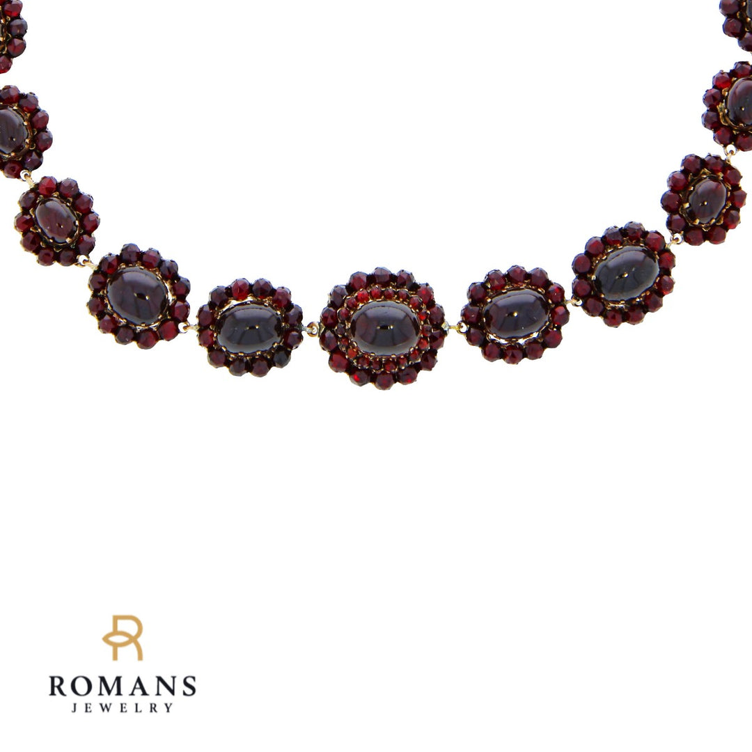 Bohemian Victorian Garnet Necklace Silver