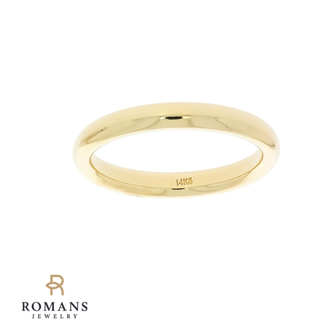 Comfort Fit Half Round 3MM Band 14K Yellow Gold