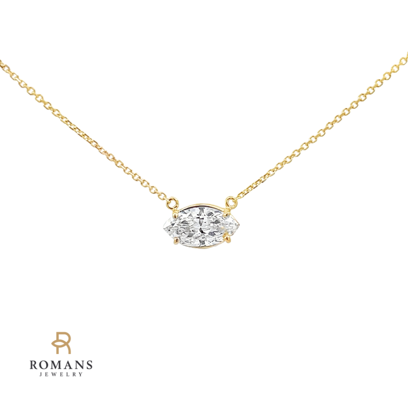 Marquise Diamond Floating Necklace 14K Yellow Gold .58 CTW