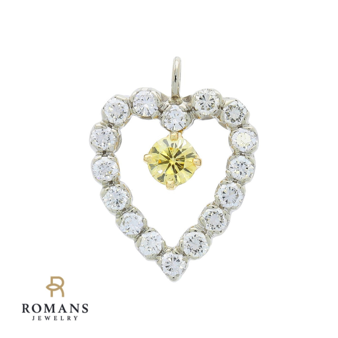 Diamond Heart Pendant 14K White Gold 1.71CTW