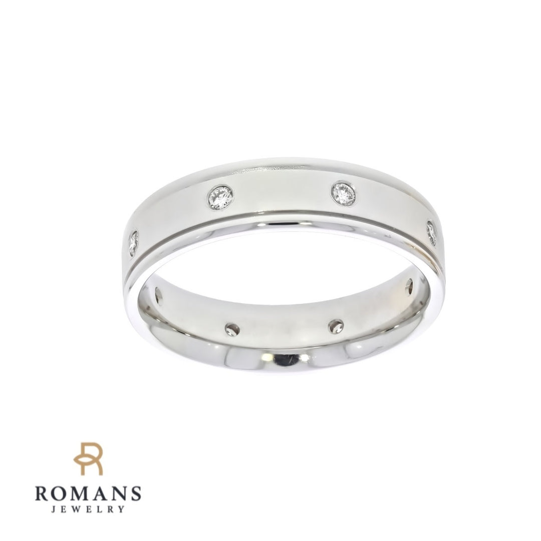 Diamond Men's Wedding Band 14K White Gold .32 CTW