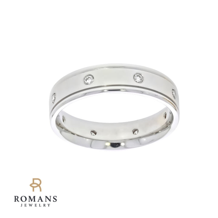 Diamond Men's Wedding Band 14K White Gold .32 CTW