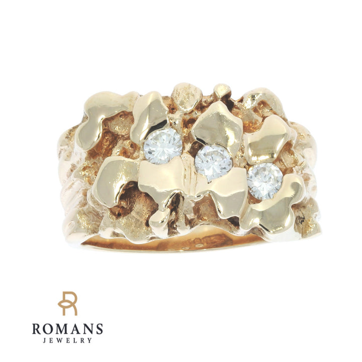 Diamond Nugget Style Ring 14K Yellow Gold .33CTW