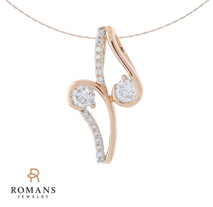 Diamond Pendant Necklace 14K Rose Gold .37CTW