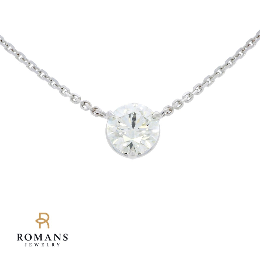 Diamond Solitare Necklace 14K White Gold .53CT