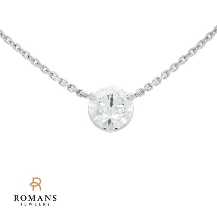 Diamond Solitare Necklace 14K White Gold .53CT