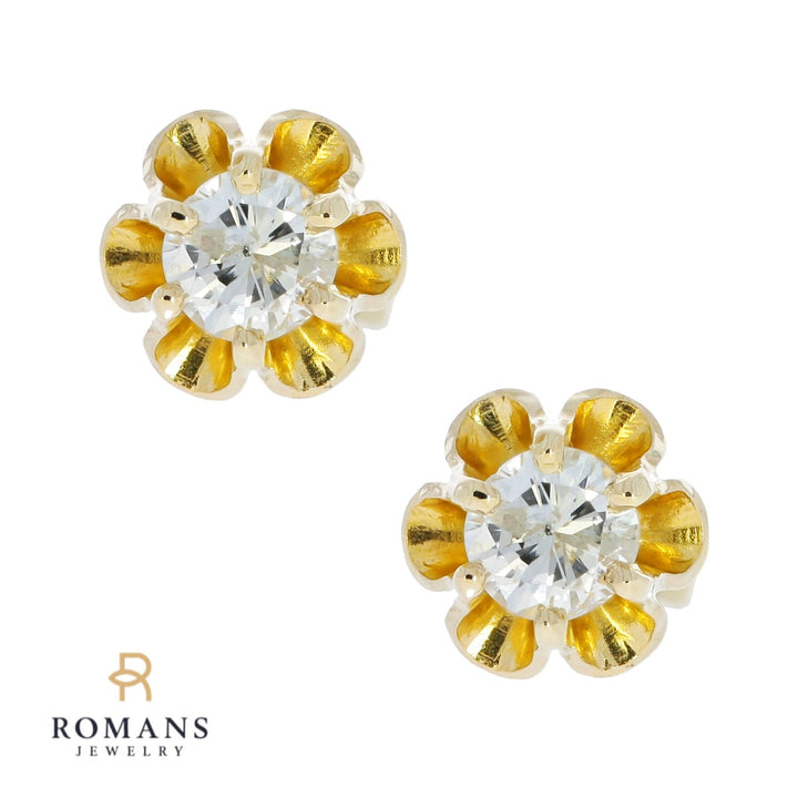 Diamond Stud Butter Cup 14K Yellow Gold .50CTW
