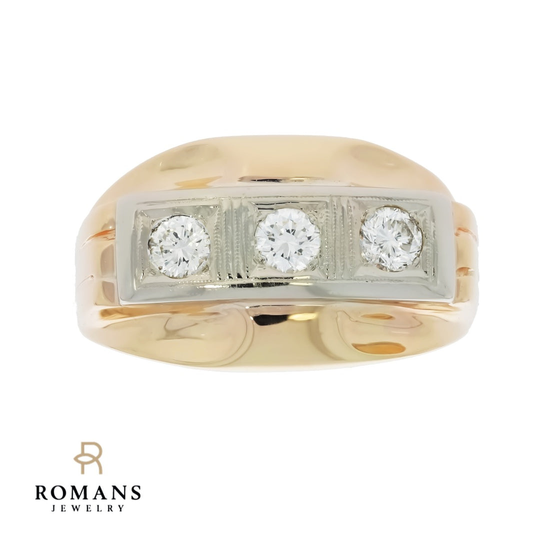 Diamond Three Stone Men's Band 14K Two Tone .45 CTW