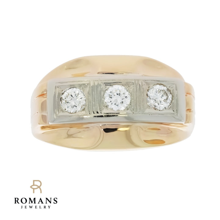 Diamond Three Stone Men's Band 14K Two Tone .45 CTW