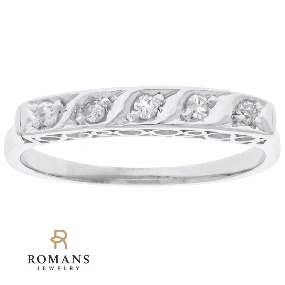 Diamond Vintage Band 14K White Gold .05 CTW