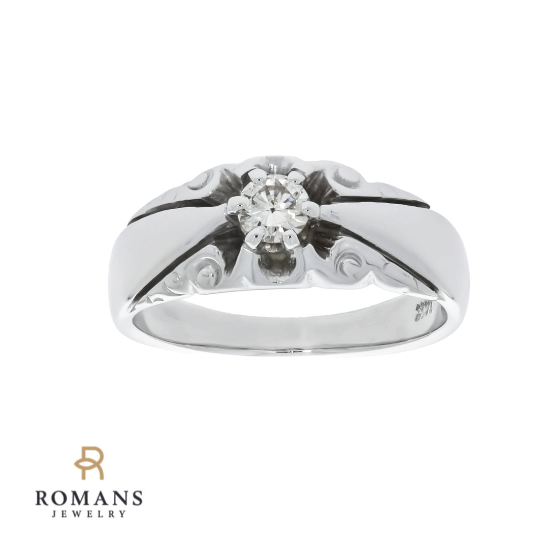 Diamond Vintage Ring 14K White Gold .18CTW