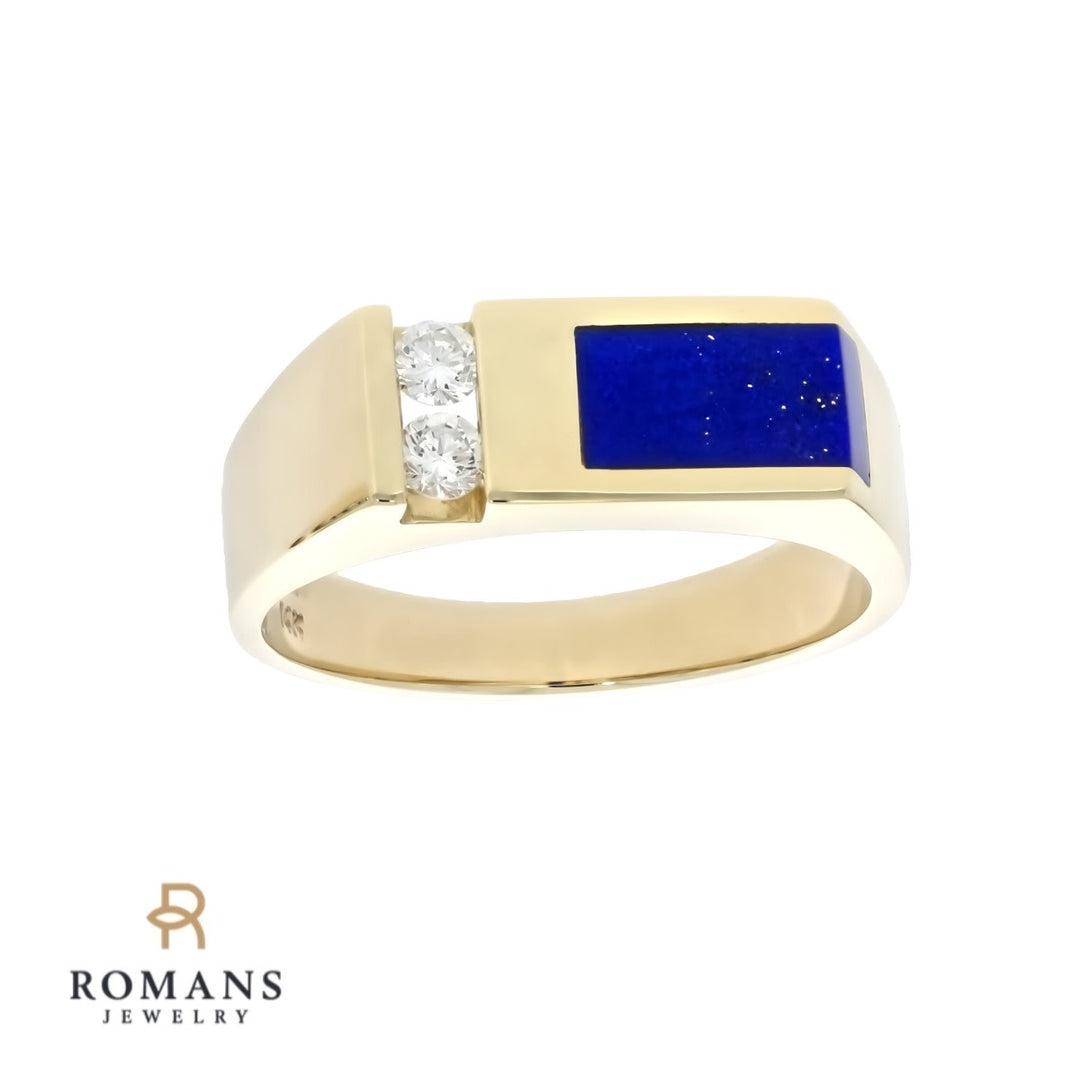 Diamond Lapis Ring 14K Yellow Gold .20 CTW