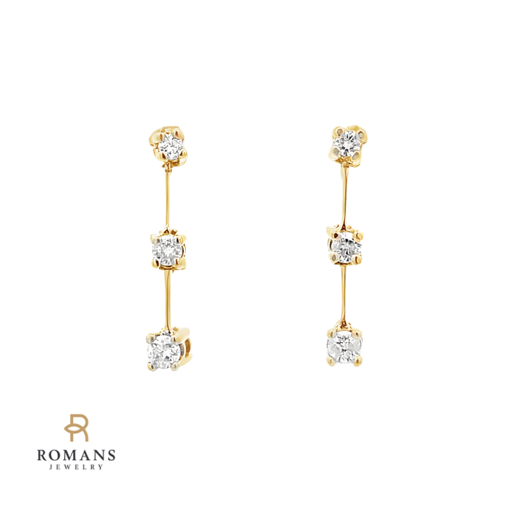 Round Diamond Drop Earrings 14K Yellow Gold .44CTW