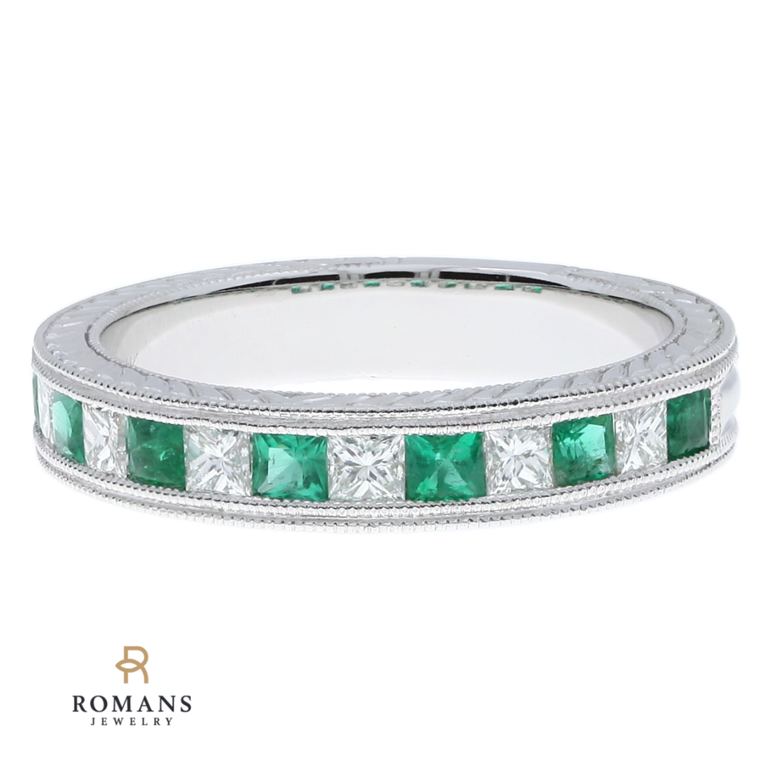 Emerald Diamond Band 14K White Gold .40 CTW