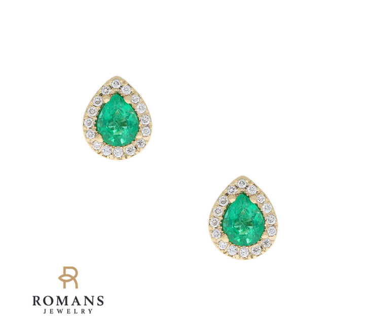 Emerald Halo Studs 14K Yellow Gold .62CTW