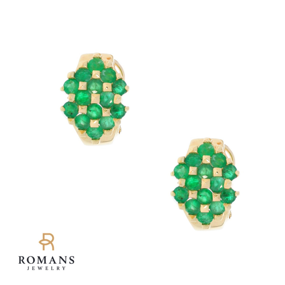 Emerald Huggies Earrings 14K Yellow Gold 1.68CTW