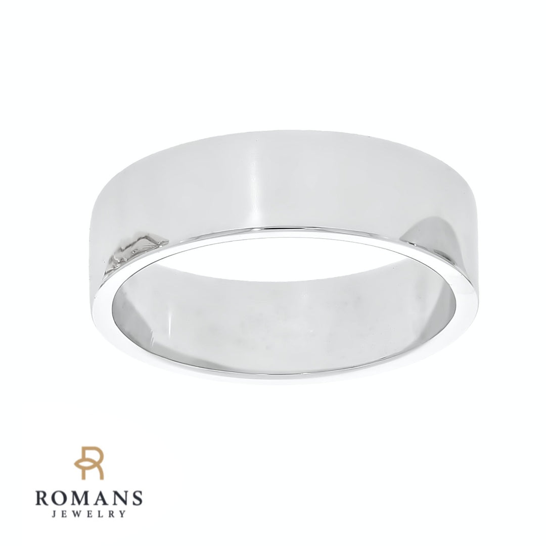 Flat Wedding Band 14K White Gold