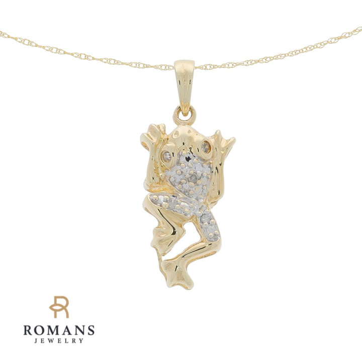 Frog Diamond Pendant 10K Yellow Gold