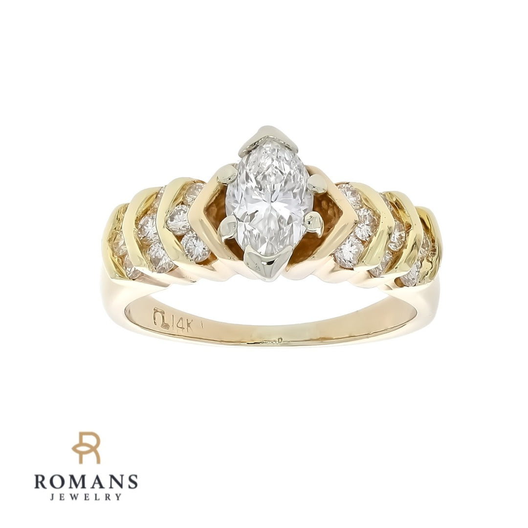 Marquise Diamond Engagement Ring 14K Yellow Gold .70CT