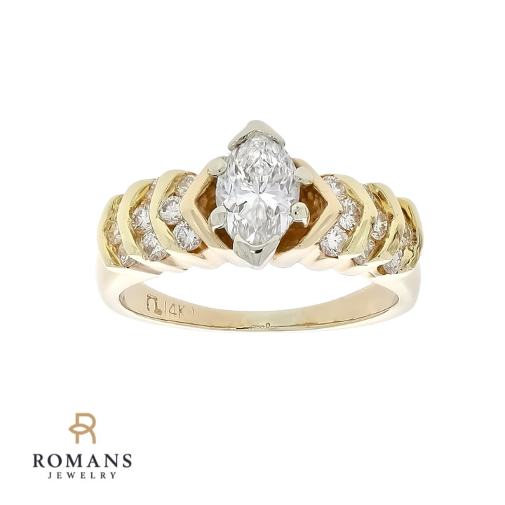 Marquise Diamond Engagement Ring 14K Yellow Gold .70CT