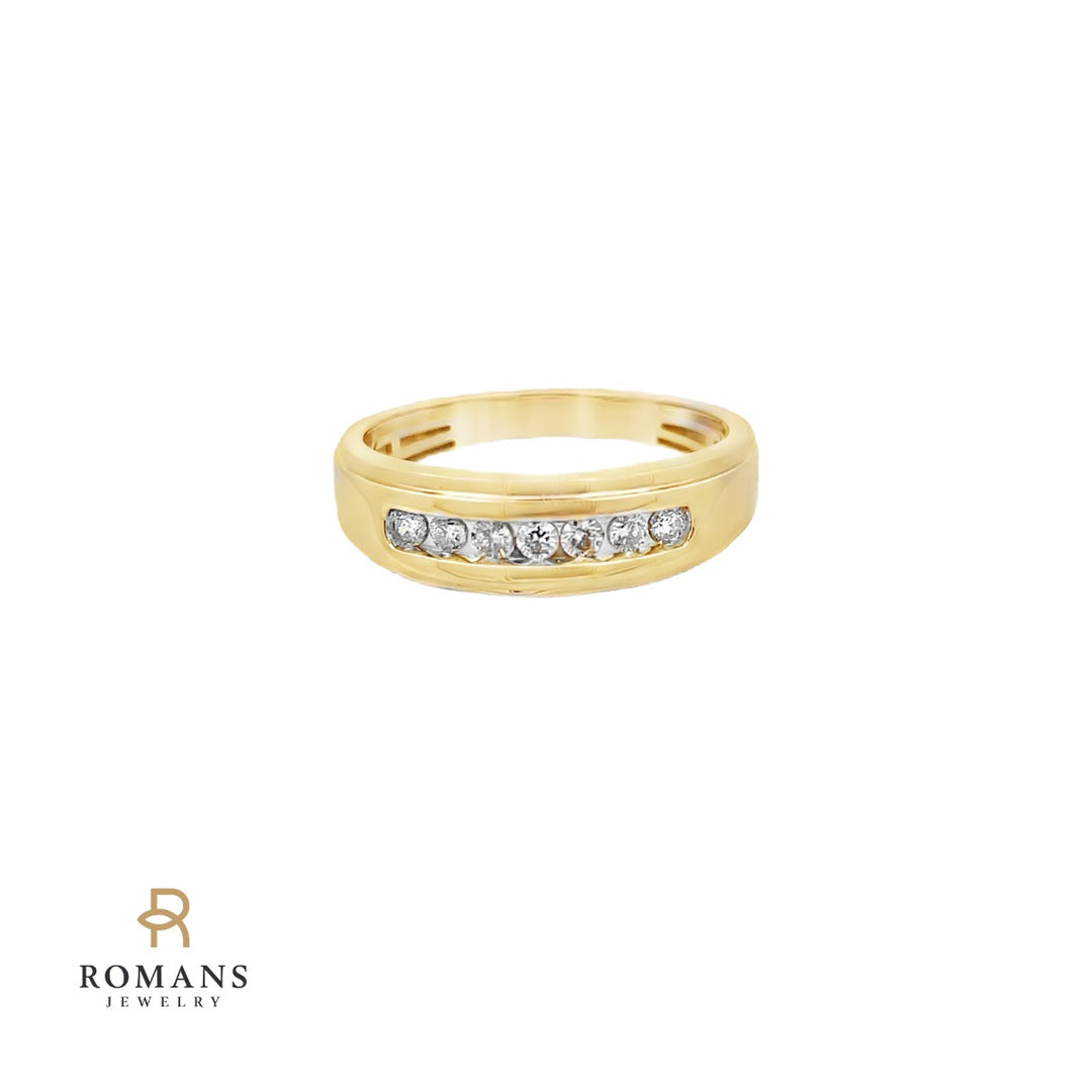 Men's Diamond Channel Wedding Band 10K Two Tone