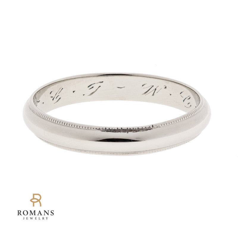 Men's Milgrain 1940's Band 14K White Gold